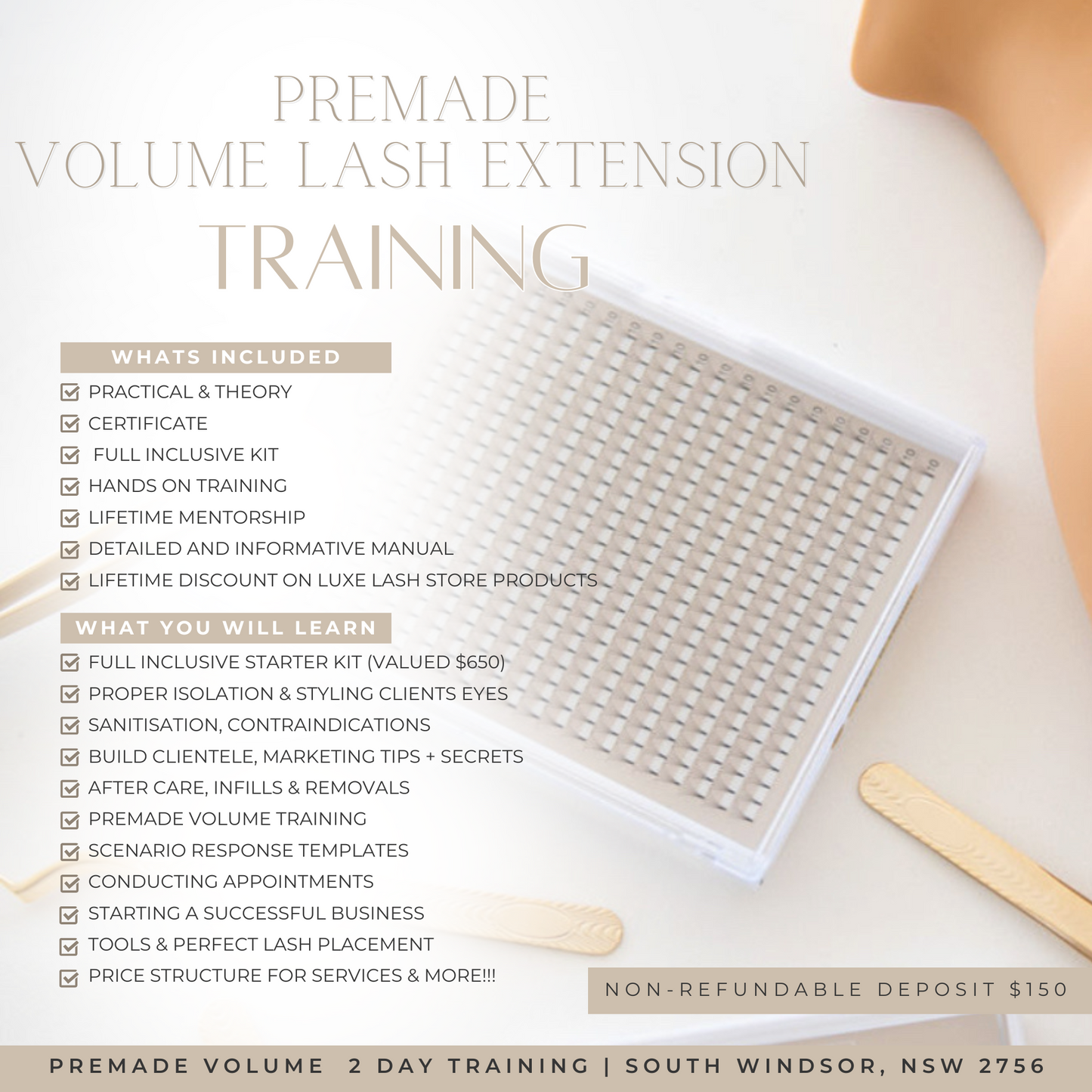 Beginner | Premade Volume Lash Training (2 day in person)